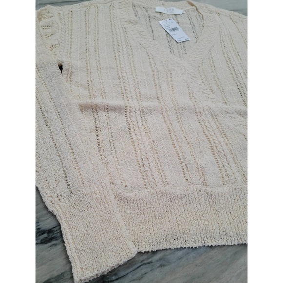 ASTR The Label Wrap Front Pointelle Knit Sweater Cream Large - Picture 5 of 13